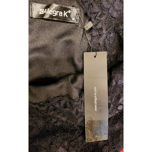 NEW Elegant Black Stretch Lace Ruffle Hem Midi Dress For Women Size Medium - Picture 2 of 11